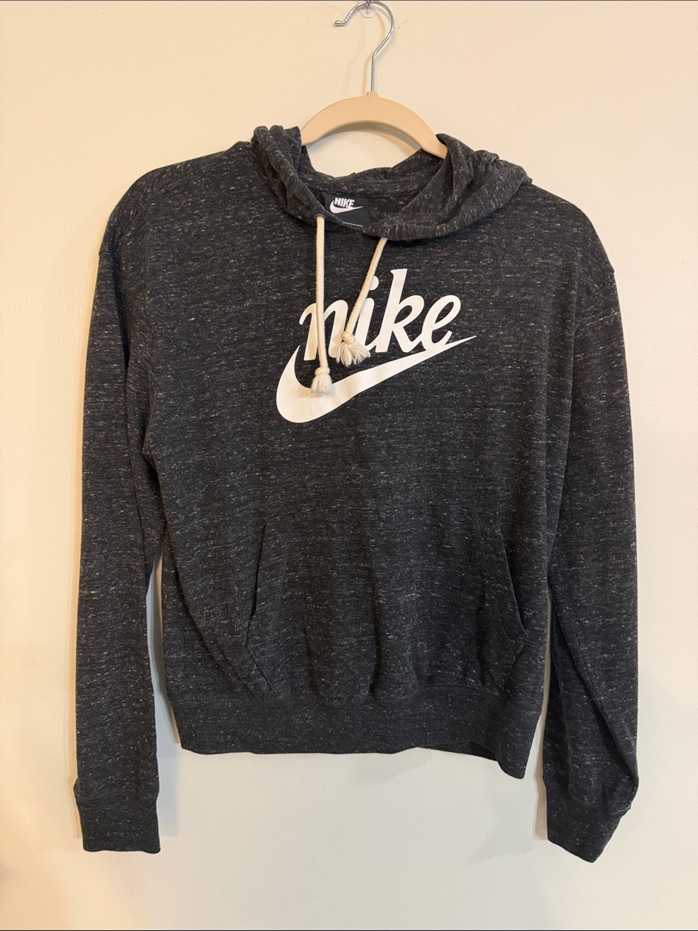Nike Charcoal Heather Hoodie with White Logo